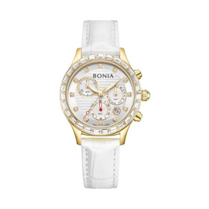 Bonia Contemporary BNB10890-2217S White Leather Strap Women Watch